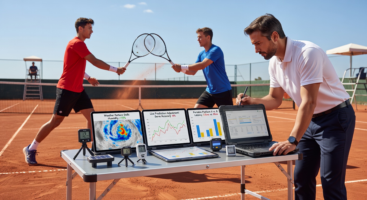 Wetterdaten und mobile Vorhersage-Tools bei einem Tennis-Match im Freien