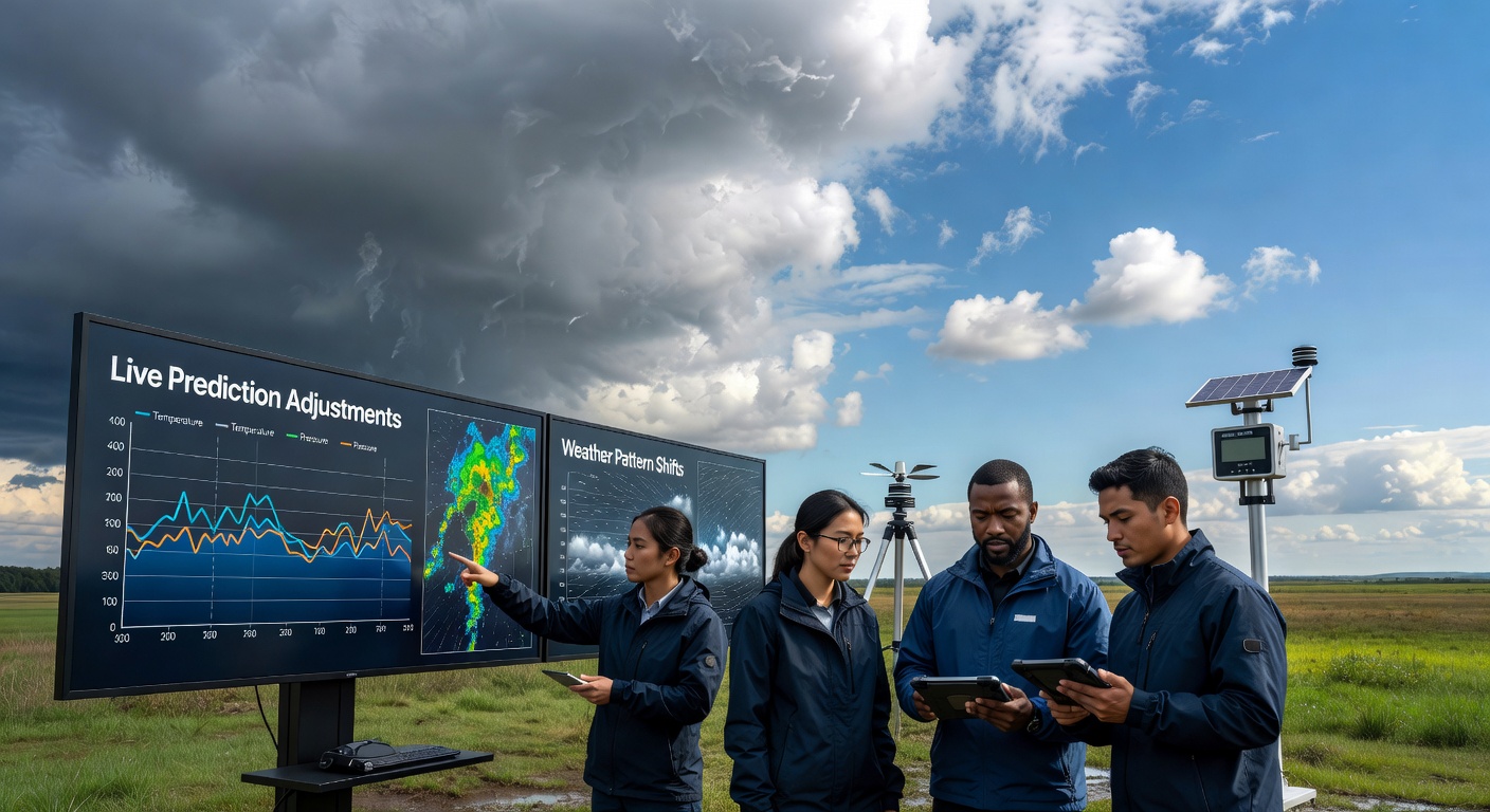 Vergleich von Wetterdaten und Live-Prognosen auf mobilen Geräten während eines Racquet-Events