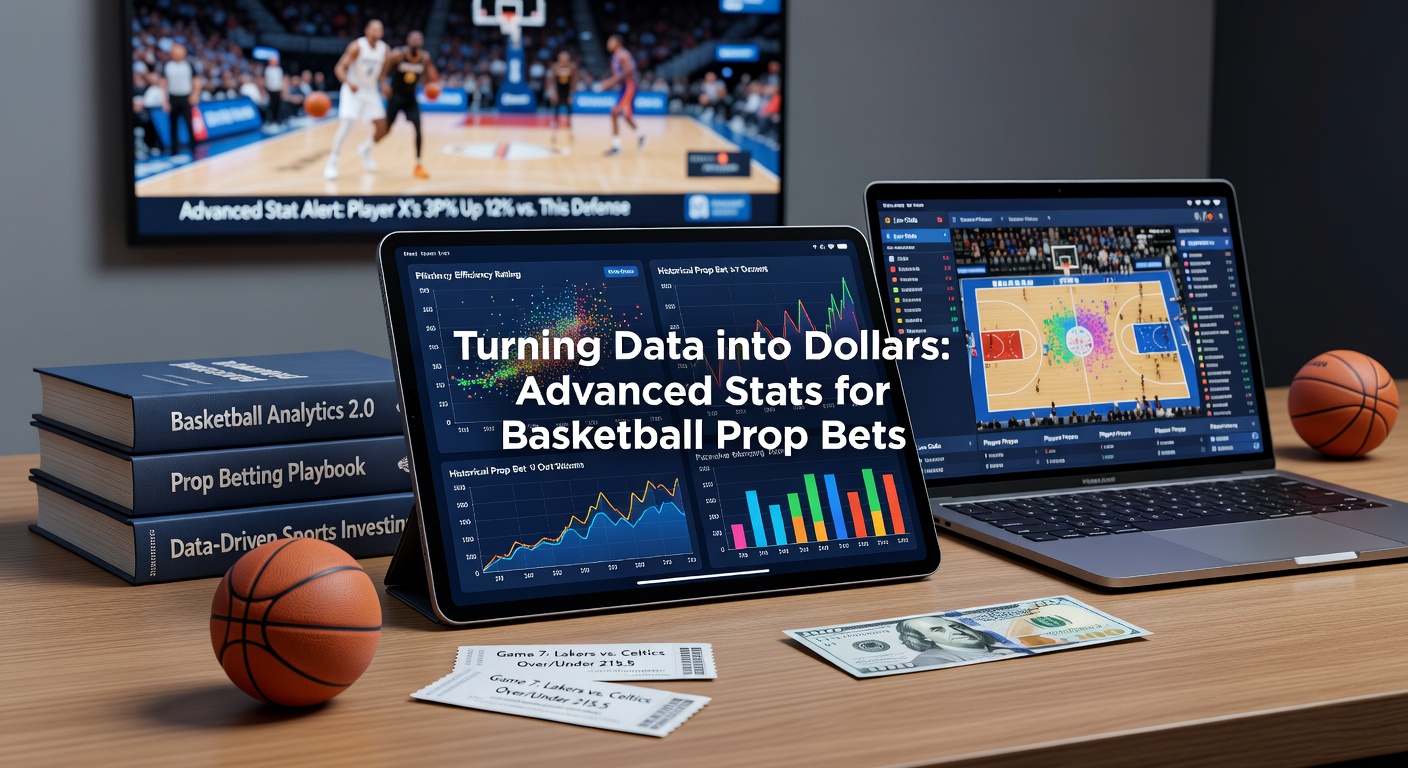 Grafik mit Basketball-Spielern und Statistiken auf einem Dashboard, die Prop-Wetten-Quoten illustrieren